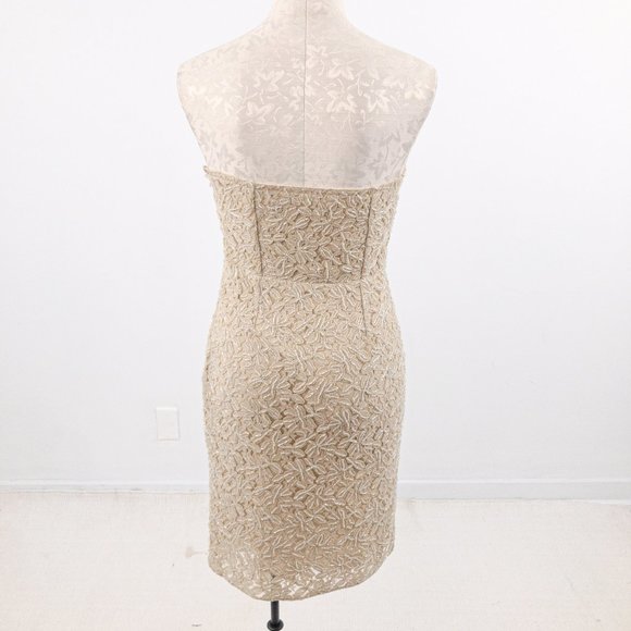 Neiman Marcus XS Strapless Lace Mini Dress Nude - Picture 6 of 13